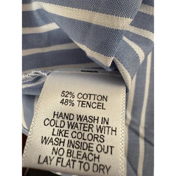 EUC- Only worn twice!Gibsonlook Dianthus Henley Puff Sleeve Striped Blouse - Picture 8 of 9